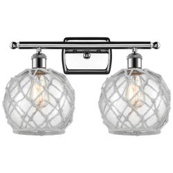 Farmhouse Rope 16"W 2 Light Chrome Bath Light w/ Clear and White Rope