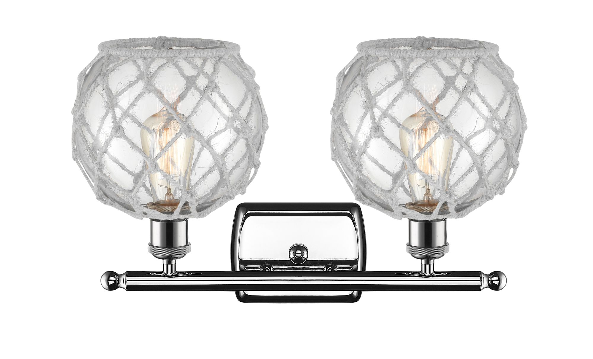 Image 4 Farmhouse Rope 16"W 2 Light Chrome Bath Light w/ Clear and White Rope  more views