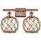 Farmhouse Rope 16"W 2 Light Copper Bath Light w/ Clear and Brown Shade