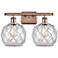 Farmhouse Rope 16"W 2 Light Copper Bath Light w/ Clear and White Rope 