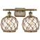 Farmhouse Rope 16"W 2 Lt Antique Brass Bath Light w/ Clear and Brown S