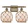 Farmhouse Rope 16"W 2 Lt Antique Brass Bath Light w/ White and Brown S