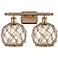 Farmhouse Rope 16"W 2 Lt Brushed Brass Bath Light w/ Clear and Brown S