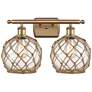 Farmhouse Rope 16"W 2 Lt Brushed Brass Bath Light w/ Clear and Brown S