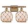 Farmhouse Rope 16"W 2 Lt Brushed Brass Bath Light w/ White and Brown S