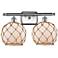 Farmhouse Rope 16"W 2 Lt Satin Nickel Bath Light w/ White and Brown Sh