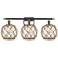 Farmhouse Rope 26" Wide 3 Light Chrome Bath Light w/ Clear and Brown S
