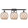 Farmhouse Rope 26" Wide 3 Light Chrome Bath Light w/ White and Brown S