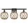 Farmhouse Rope 26"W 3 Light Bronze Bath Light w/ Clear and Brown Shade