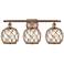 Farmhouse Rope 26"W 3 Light Copper Bath Light w/ Clear and Brown Shade