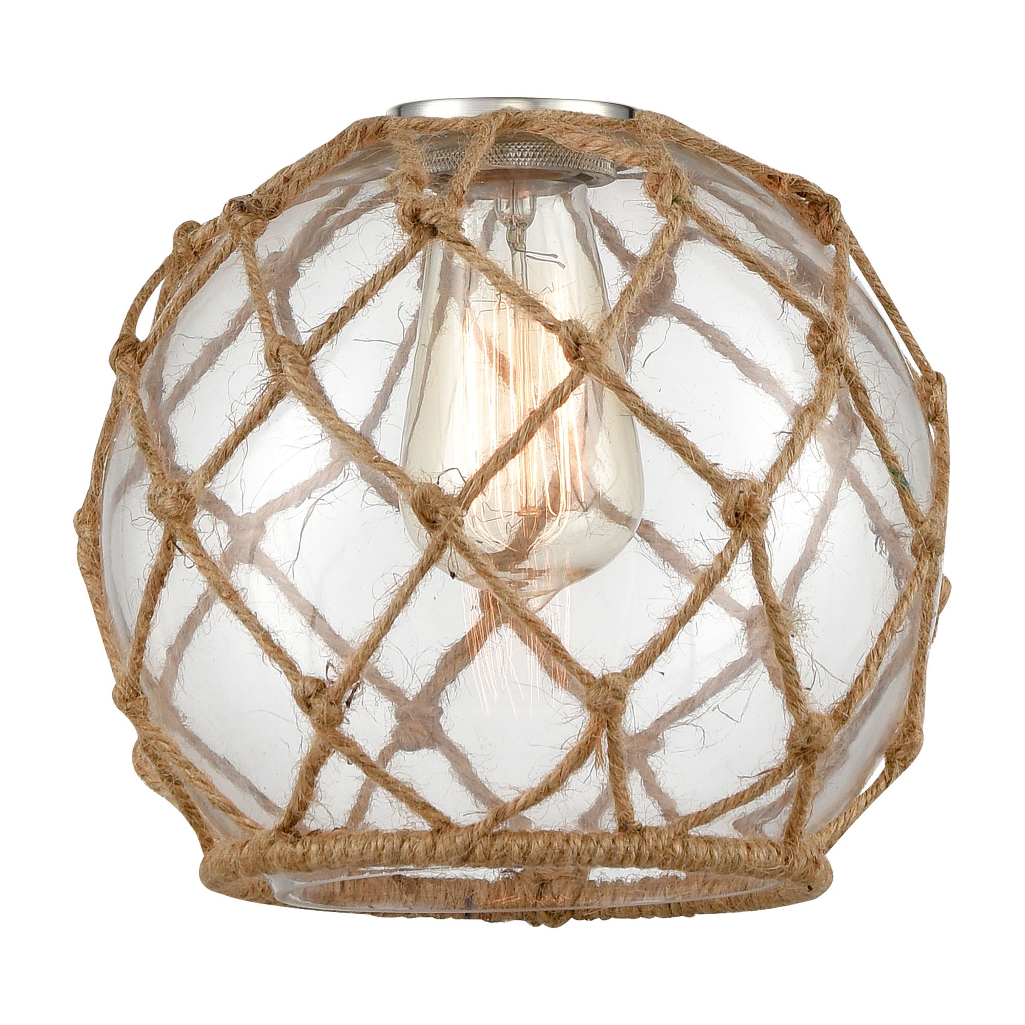 Image 4 Farmhouse Rope 26"W 3 Light Copper Bath Light w/ Clear and Brown Shade more views
