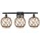 Farmhouse Rope 26"W 3 Light Matte Black Bath Light w/ Clear and Brown