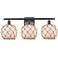 Farmhouse Rope 26"W 3 Light Matte Black Bath Light w/ White and Brown