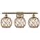 Farmhouse Rope 26"W 3 Lt Antique Brass Bath Light w/ Clear and Brown S