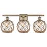 Farmhouse Rope 26"W 3 Lt Antique Brass Bath Light w/ Clear and Brown S