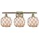 Farmhouse Rope 26"W 3 Lt Antique Brass Bath Light w/ White and Brown S