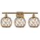 Farmhouse Rope 26"W 3 Lt Brushed Brass Bath Light w/ Clear and Brown S