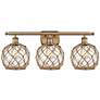 Farmhouse Rope 26"W 3 Lt Brushed Brass Bath Light w/ Clear and Brown S