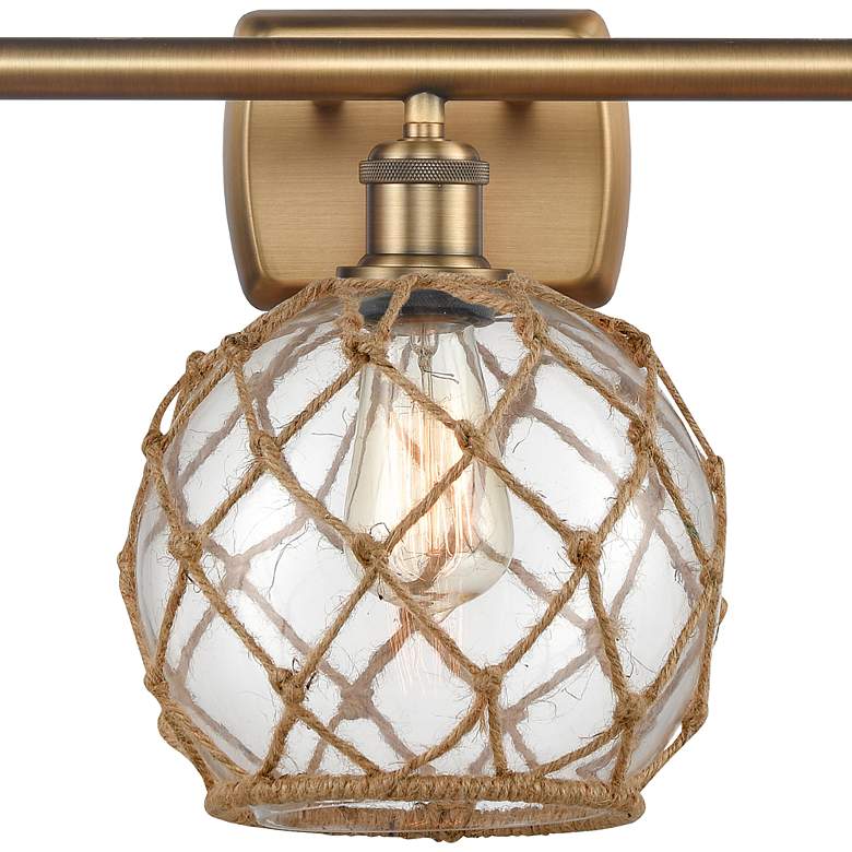 Image 2 Farmhouse Rope 26"W 3 Lt Brushed Brass Bath Light w/ Clear and Brown S more views