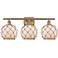 Farmhouse Rope 26"W 3 Lt Brushed Brass Bath Light w/ White and Brown S