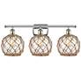 Farmhouse Rope 26"W 3 Lt Polished Nickel Bath Light w/ Clear & Bro