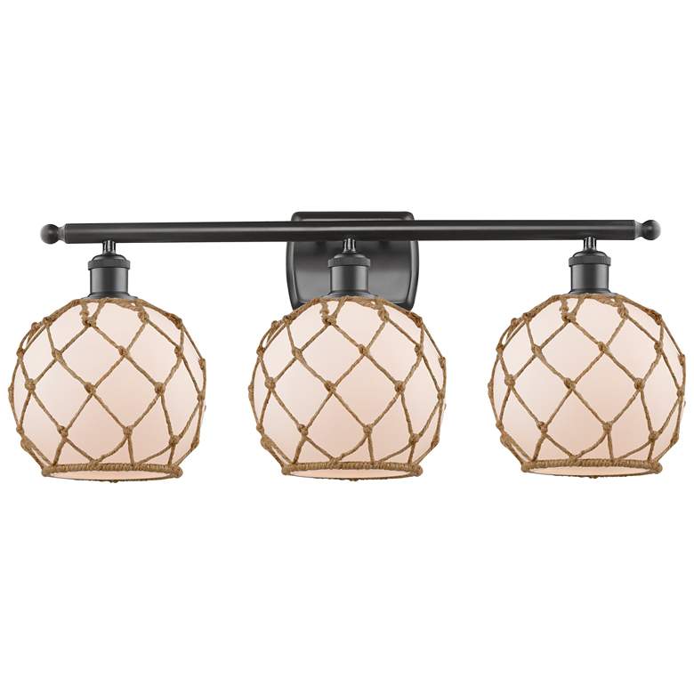 Image 1 Farmhouse Rope 28" Wide Oil Rubbed Bronze 3-Light Bath Light