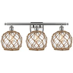 Farmhouse Rope 28"W Brushed Satin Nickel 3-Light Bath Light