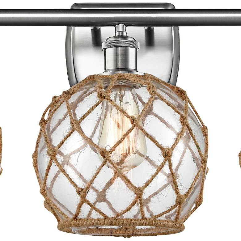 Image 2 Farmhouse Rope 28"W Brushed Satin Nickel 3-Light Bath Light more views