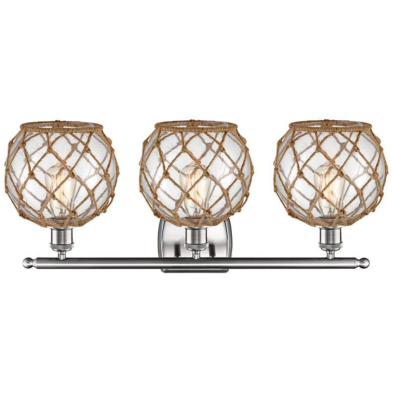 Image 3 Farmhouse Rope 28"W Brushed Satin Nickel 3-Light Bath Light more views