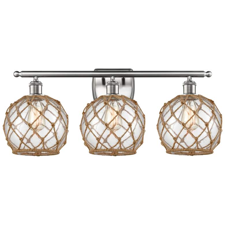 Image 1 Farmhouse Rope 3 Light 26 inch LED Bath Light - Satin Nickel - Clear - Bro