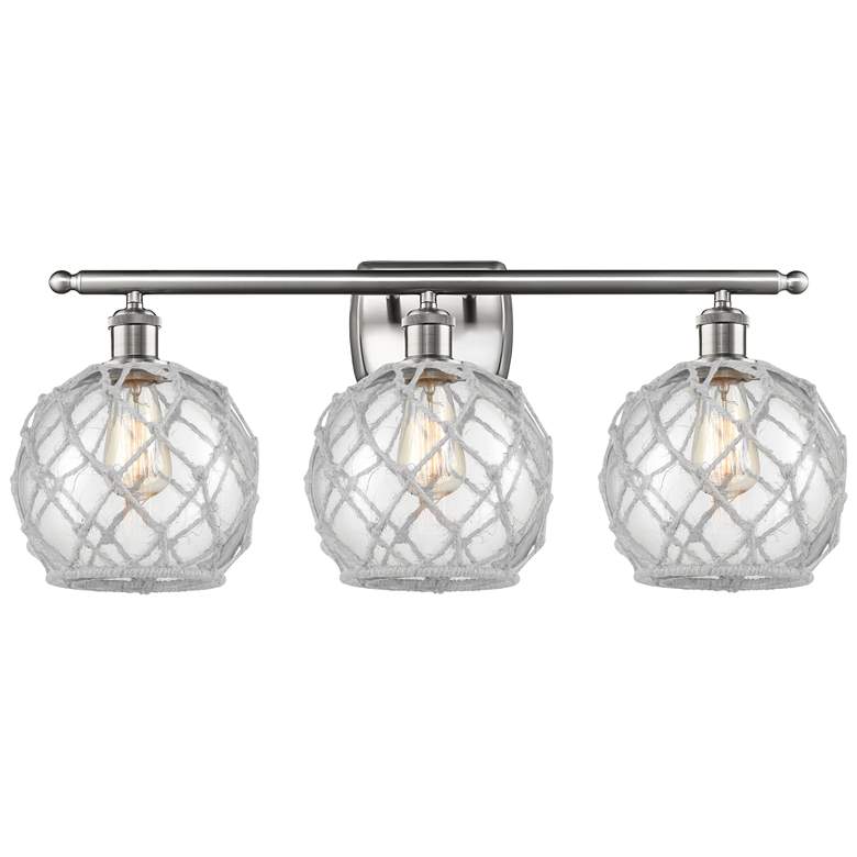 Image 1 Farmhouse Rope 3 Light 26" LED Bath Light - Satin Nickel - Clear - Whi