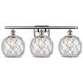 Farmhouse Rope 3 Light 26" LED Bath Light - Satin Nickel - Clear - Whi