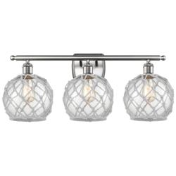 Farmhouse Rope 3 Light 26" LED Bath Light - Satin Nickel - Clear - Whi