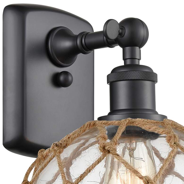 Image 2 Farmhouse Rope 8" LED Sconce - Black - Clear Glass with Brown Rope Sha more views