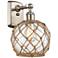 Farmhouse Rope 8" LED Sconce - Nickel - Clear Glass with Brown Rope Sh