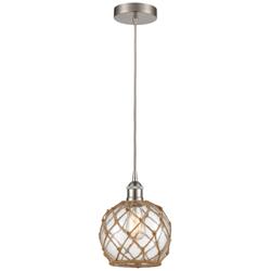 Farmhouse Rope 8" Wide Brushed Satin Nickel Mini Pendant