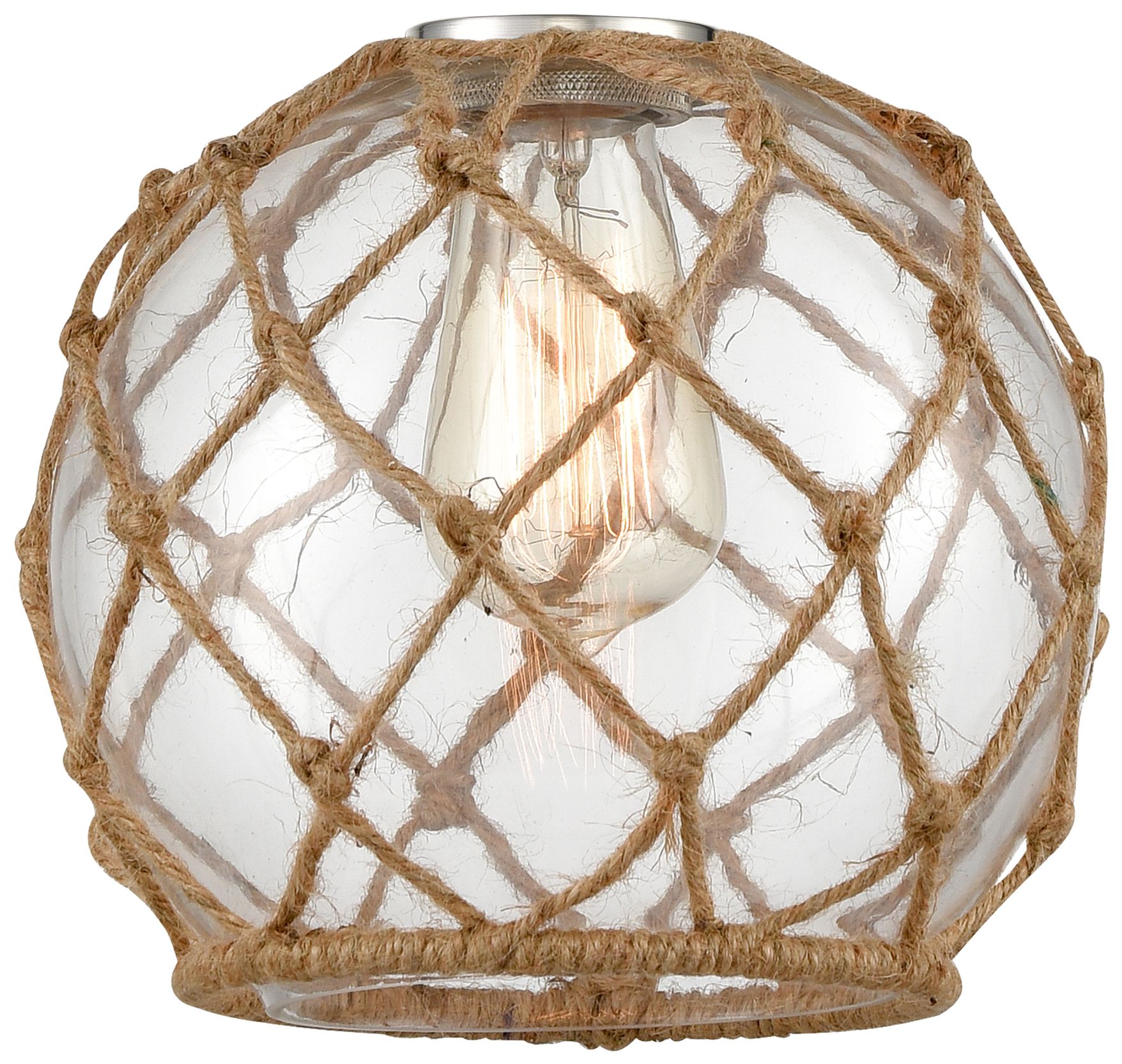 Image 3 Farmhouse Rope 8"W Antique Brass and Brown Rope Mini Pendant more views