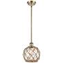 Farmhouse Rope 8"W Antique Brass Stem Mini Pendant w/ Clear and Brown
