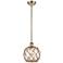 Farmhouse Rope 8"W Antique Brass Stem Mini Pendant w/ Clear and Brown