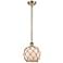 Farmhouse Rope 8"W Antique Brass Stem Mini Pendant w/ White and Brown