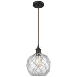 Farmhouse Rope 8"W Bronze Corded Mini Pendant w/ Clear and White Rope