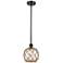 Farmhouse Rope 8"W Bronze Stem Mini Pendant w/ Clear and Brown Rope Sh