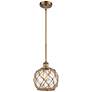 1_Farmhouse Rope 8"W Brushed Brass and Brown Rope Mini Pendant
