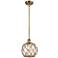 Farmhouse Rope 8"W Brushed Brass and Brown Rope Mini Pendant