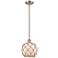 Farmhouse Rope 8"W Brushed Nickel Stem Mini Pendant White and Brown Sh
