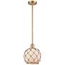 Farmhouse Rope 8"W Gold Stem Mini Pendant w/ White and Brown Rope Shad