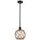 Farmhouse Rope 8"W Matte Black Stem Mini Pendant w/ Clear and Brown Sh