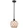 Farmhouse Rope 8"W Matte Black Stem Mini Pendant w/ White and Brown Sh