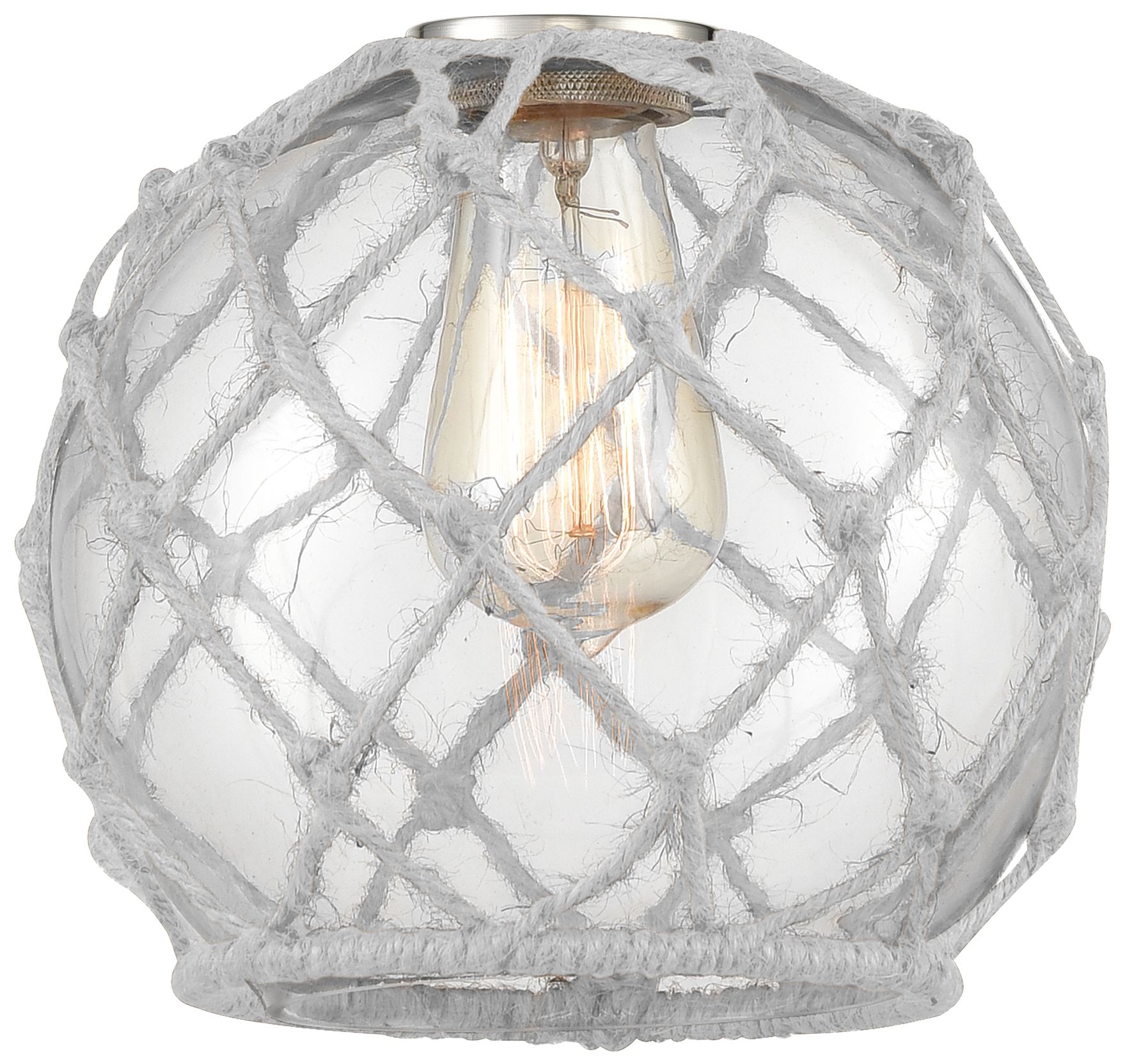 Image 3 Farmhouse Rope 8"W Polished Nickel Cord Mini Pendant Clear and White S more views