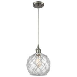 Farmhouse Rope 8"W Satin Nickel and Clear Glass Mini Pendant
